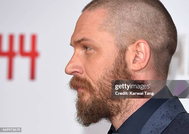 Tom Hardy attends the UK Premiere of "Child 44" at Vue West End on April 16, 2015 in London, England.