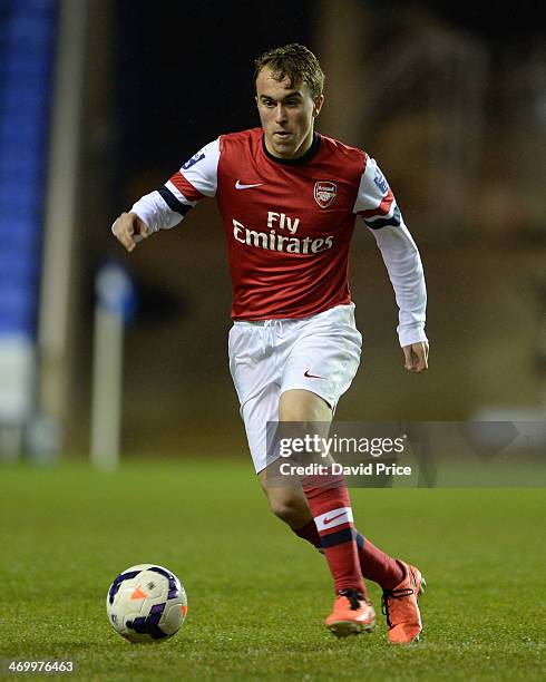 Austin Lipman of Arsenal during the Barclays U21 Premier League match between Reading U21 and Arsenal U21 at Madejski Stadium on February 17, 2014 in...