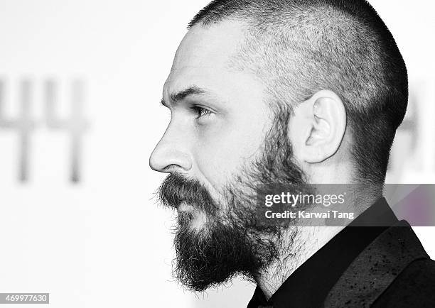 Tom Hardy attends the UK Premiere of "Child 44" at Vue West End on April 16, 2015 in London, England.