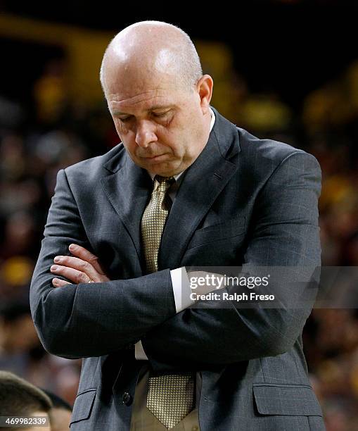 Head coach Herb Sendek of the Arizona State Sun Devils paces the bench area during the second half of a college basketball game against the Arizona...