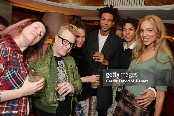 Cozette McCreery, Sid Bryan, Lulu Kennedy, Charlie Casely-Hayford, Sean Frank and Phoebe Collings-James attend the launch of LOVE special editions at...