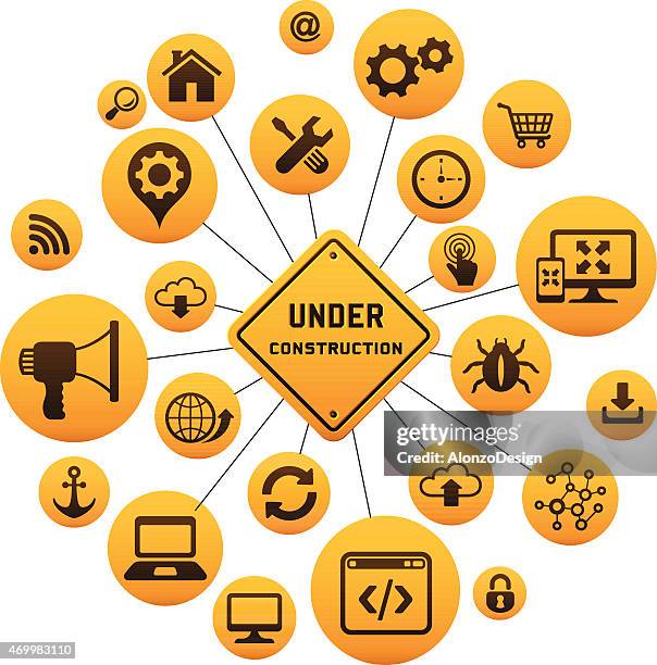 under construction website - computer key board stock illustrations