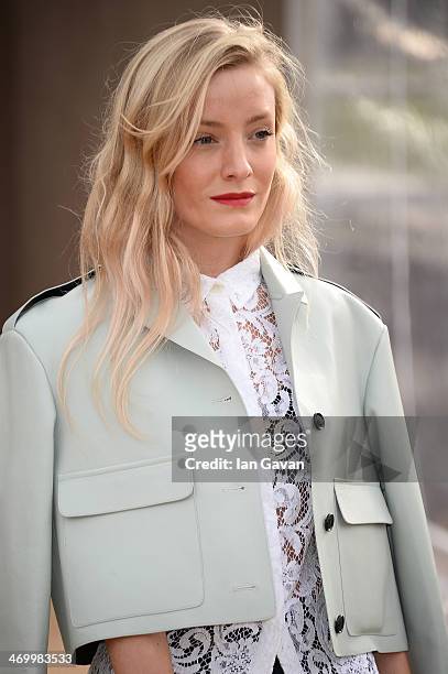 Kate Foley arrives at Burberry Womenswear Autumn/Winter 2014 at Kensington Gardens on February 17, 2014 in London, England.