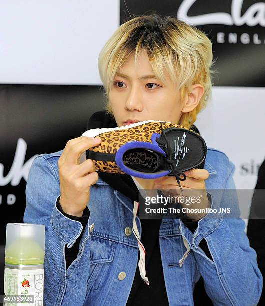 Jang Hyun-Seung of BEAST attends the autograph session for Clarks at Jongno Clarks on February 15, 2014 in Seoul, South Korea.