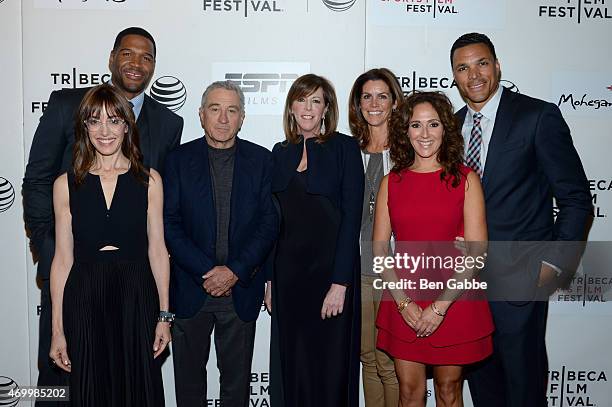 Director Andrea Nevins, executive producer Michael Strahan, Tribeca Film Festival Co-founder Robert De Niro, Tribeca Film Festival Co-founder Jane...