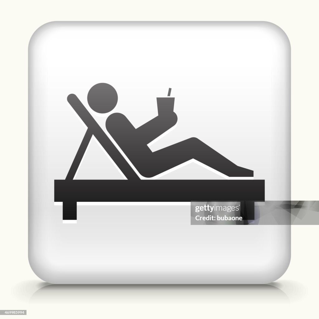 White Square Button with Relaxing Stick Figure