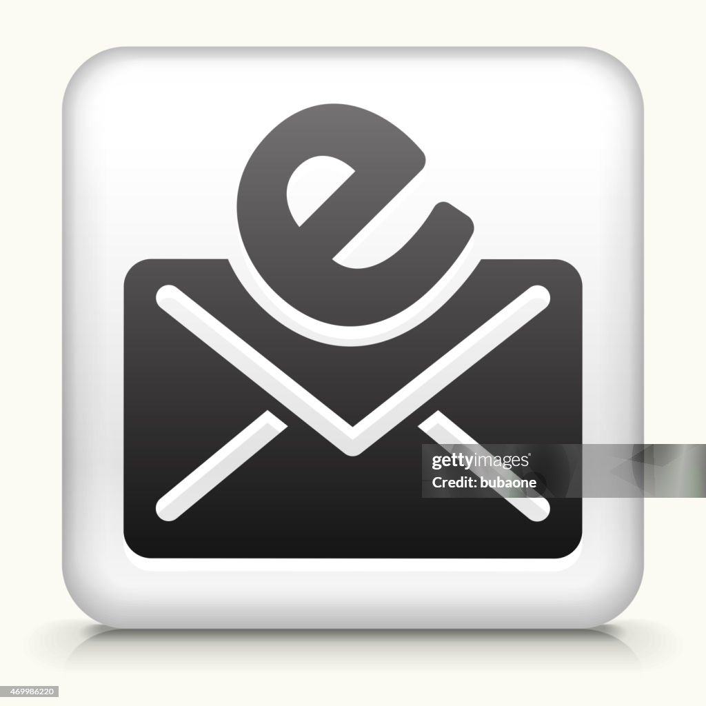 White Square Button with Email Letter Icon