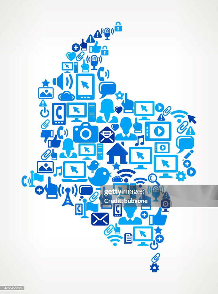 Colombia on vector technology pattern Background