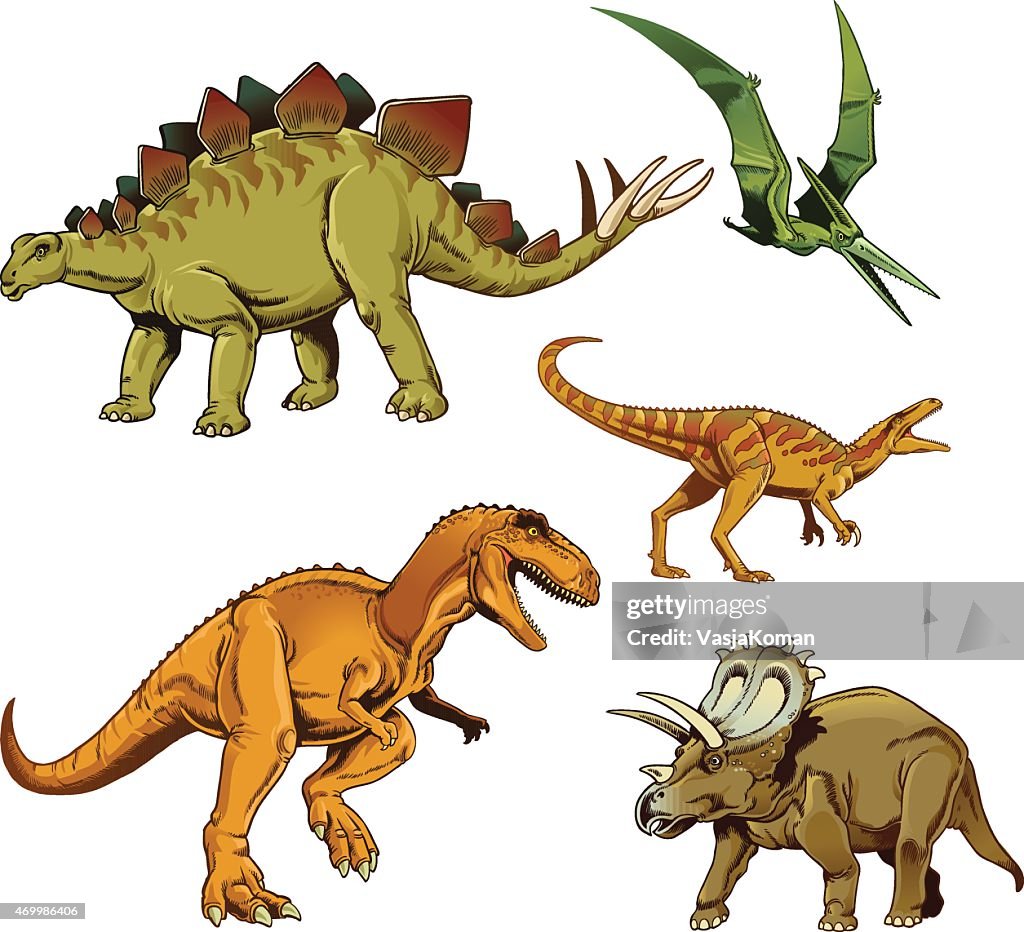 Dinosaurus Set-T-rex Stegosauro Raptor Triceratops Pterodattilo