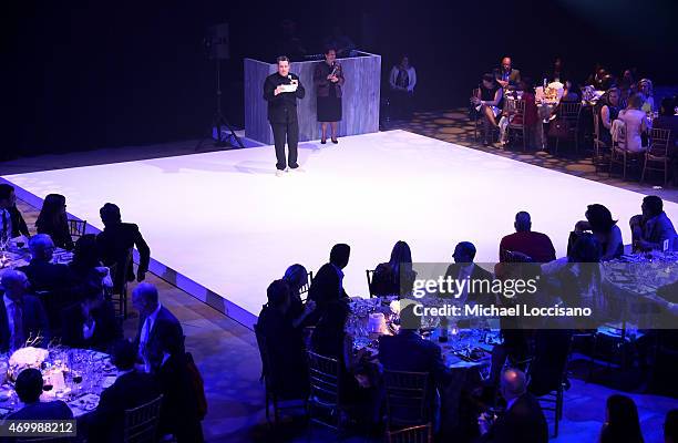 Fashion designer Isaac Mizrahi speaks onstage at the Good Shepherd Services Spring Party 2015 hosted by Isaac Mizrahion on April 16, 2015 in New York...