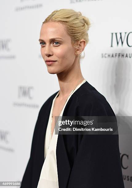 Model Aymeline Valade attends the IWC Schaffhausen Third Annual "For the Love of Cinema" Gala during the Tribeca Film Festival on April 16, 2015 in...