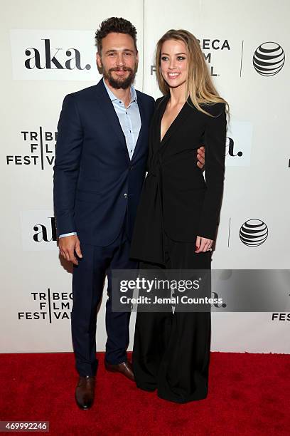 Actors James Franco and Amber Heard attend the premiere of "The Adderall Diaries" during the 2015 Tribeca Film Festival at BMCC Tribeca PAC on April...