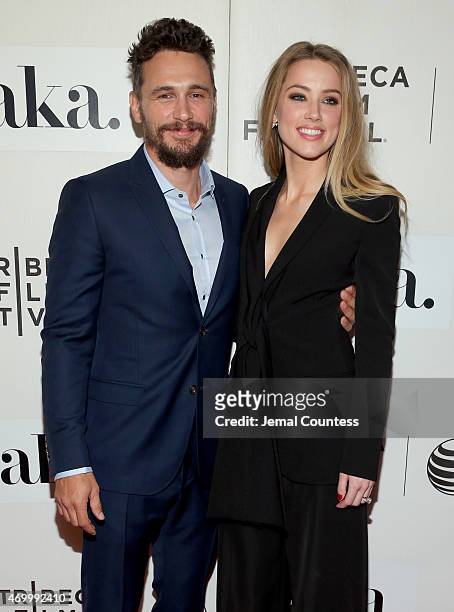 James Franco and Amber Heard attend the premiere of "The Adderall Diaries" during the 2015 Tribeca Film Festival at BMCC Tribeca PAC on April 16,...