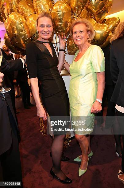 Sibylle Schoen and Evi Brandl during the 50th Anniversary of AIGNER on April 16, 2015 in Munich, Germany.