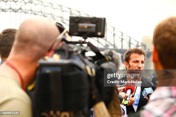 Alessandro Del Piero speaks to the press during a media opportunity ahead of the A-League All-Stars v Juventus FC match, at Sydney Opera House on...