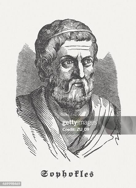 sophocles (497/496 bc-406/405 bc), greek poet, wood engraving, published 1864 - sophocles stock illustrations