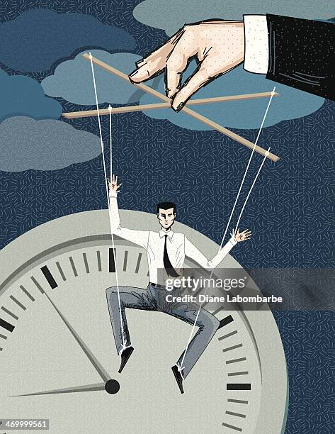 puppet businessman controlled by his boss - string around finger vector stock illustrations