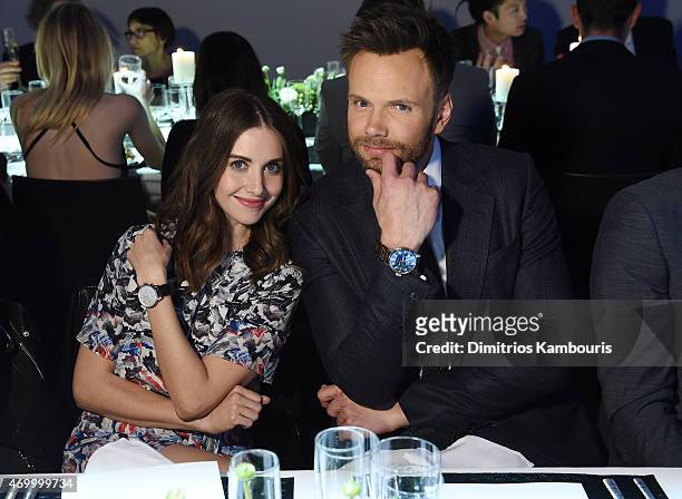 Actors Alison Brie and Joel McHale attend the IWC Schaffhausen Third Annual "For the Love of Cinema" Gala during the Tribeca Film Festival on April...