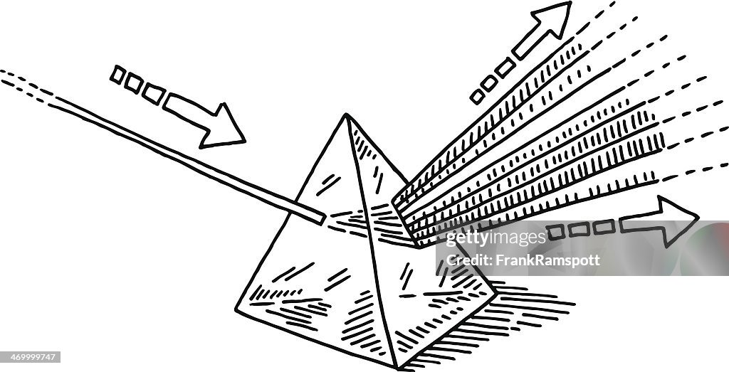 Light Diffraction Drawing Dispersive Prism Light Refraction Drawing High-Res Vector Graphic ...