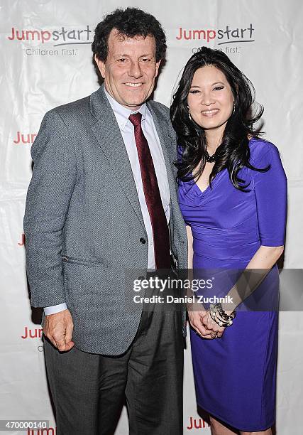 Nicholas Kristof and Sheryl WuDunn attend the Scribbles To Novels 10th Anniversary Gala at Pier Sixty at Chelsea Piers on April 16, 2015 in New York...