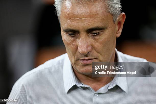 Head coach Adenor Leonardo Bachi of Corinthians looks on during a match between Corinthians and San Lorenzo as part of Group 2 of Copa Bridgestone...