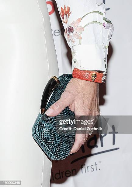 Brooke Shields, accessories detail, attends the Scribbles To Novels 10th Anniversary Gala at Pier Sixty at Chelsea Piers on April 16, 2015 in New...
