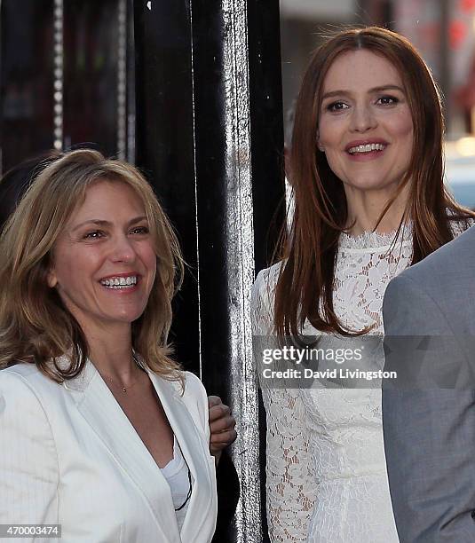 Actress Saffron Burrows and spouse Alison Balian attend the premiere of Warner Bros. Pictures' "The Water Diviner" at the TCL Chinese Theatre on...