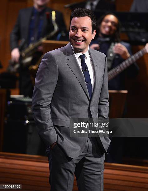 Jimmy Fallon during "The Tonight Show Starring Jimmy Fallon" at Rockefeller Center on February 17, 2014 in New York City.