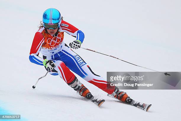 Anemone Marmottan of France makes a run during the Alpine Skiing Women's Giant Slalom on day 11 of the Sochi 2014 Winter Olympics at Rosa Khutor...