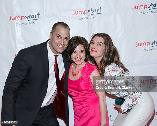 Photographer Nigel Barker, Jumpstart President and CEO Naila Bolus and actress Brooke Shields arrive for the Scribbles To Novels 10th Anniversary...
