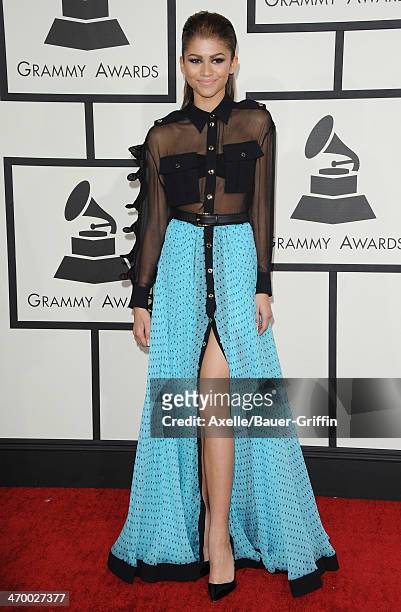 Actress Zendaya Coleman arrives at the 56th GRAMMY Awards at Staples Center on January 26, 2014 in Los Angeles, California.