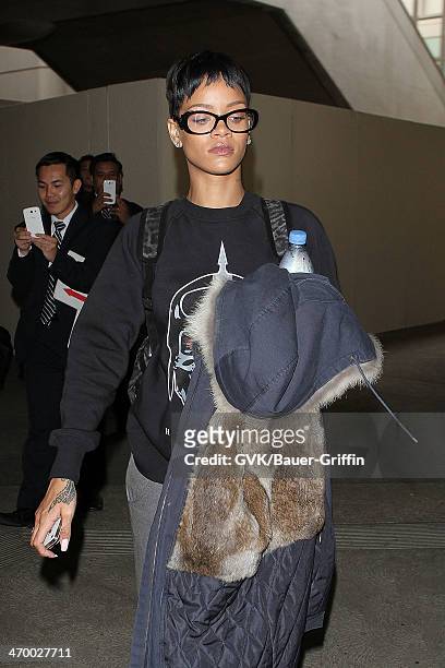 Rihanna is seen at LAX on December 12, 2012 in Los Angeles, California.