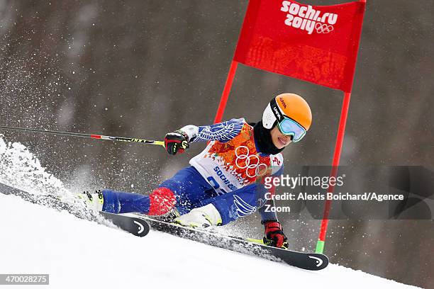 Vanessa Vanakorn of Thailand competes during the Alpine Skiing Women's Giant Slalom at the Sochi 2014 Winter Olympic Games at Rosa Khutor Alpine...
