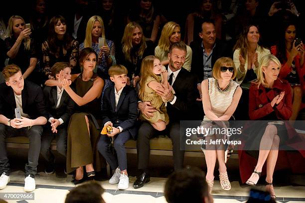 Brooklyn Beckham, Cruz Beckham, Victoria Beckham, Romeo Beckham, Harper Beckham, David Beckham, editor-in-chief of American Vogue Anna Wintour and...