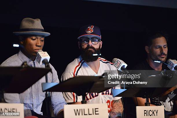 Robbie Jones, Brian Wilson and Joe Manganiello Wen perform at the Film Independent at LACMA Live Read of "Major League" at Bing Theatre At LACMA on...
