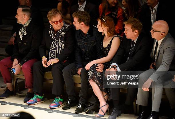 David Furnish, Sir Elton John, actors Harry Treadaway, Holliday Grainger and Kevin Huvane and Bryan Lourd of CAA attend the Burberry "London in Los...