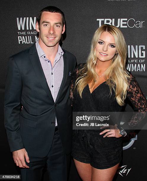 Simon Pagenaud and Hailey McDermottt attend a charity screening of the film 'WINNING: The Racing Life Of Paul Newman' at the El Capitan Theatre on...