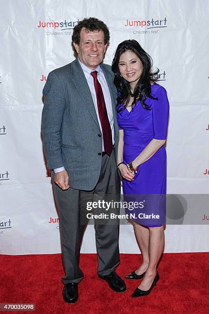 Journalists Nicholas Kristof and Sheryl Wudunn arrive for the Scribbles To Novels 10th Anniversary Gala held at Pier Sixty at Chelsea Piers on April...