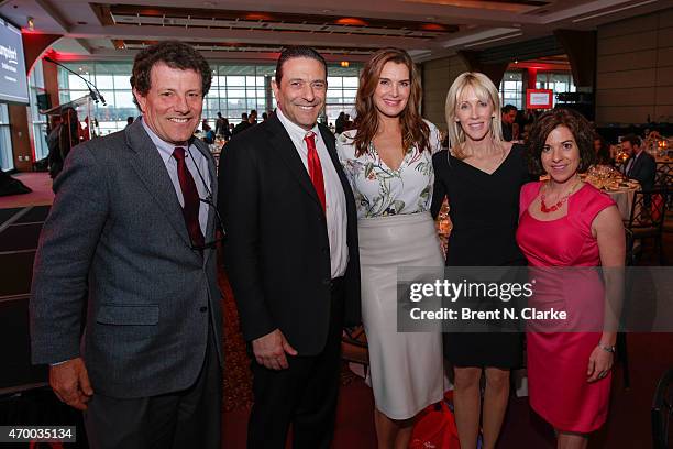 Journalist Nicholas Kristof, Thomas A. Rizk, actress Brooke Shields, Linda Rizk, Jumpstart President and CEO Naila Bolus attend the Scribbles To...