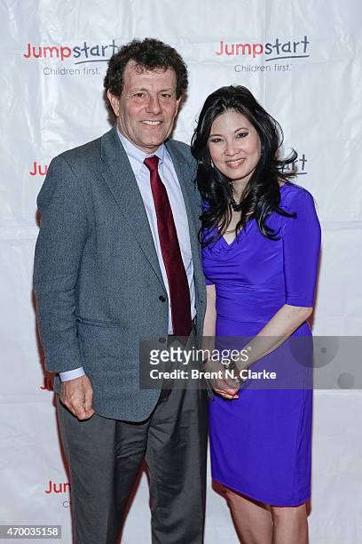 Journalists Nicholas Kristof and Sheryl Wudunn arrive for the Scribbles To Novels 10th Anniversary Gala held at Pier Sixty at Chelsea Piers on April...