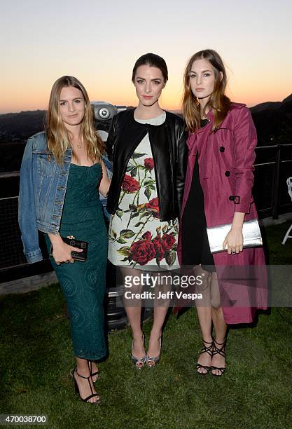 Actress Nathalie Love, Bee Shaffer and model Laura Love attend the Burberry "London in Los Angeles" event at Griffith Observatory on April 16, 2015...