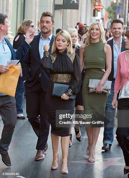 Chris Soules, Witney Carson and Whitney Bischoff are seen in Hollywood on April 16, 2015 in Los Angeles, California.