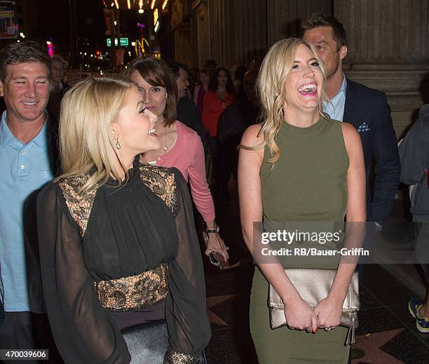 Chris Soules, Witney Carson and Whitney Bischoff are seen in Hollywood on April 16, 2015 in Los Angeles, California.