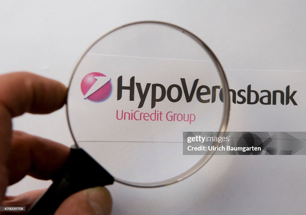 Magnifying glass with logo HypoVereinsbank AG.
