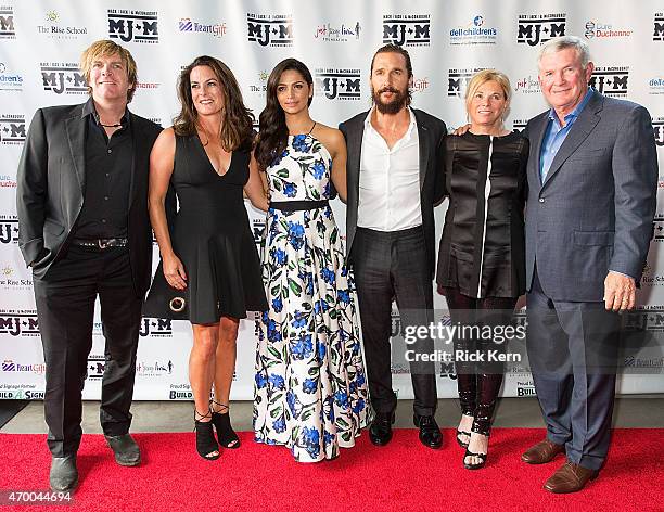 Jack Ingram, Amy Ingram, Camila Alves, Matthew McConaughey, Sally Brown, and Mack Brown arrive at the third Mack, Jack & McConaughey charity gala at...