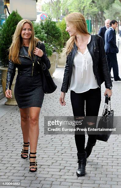 Olvido Hormigos and Monica Pont are seen on April 16, 2015 in Madrid, Spain.