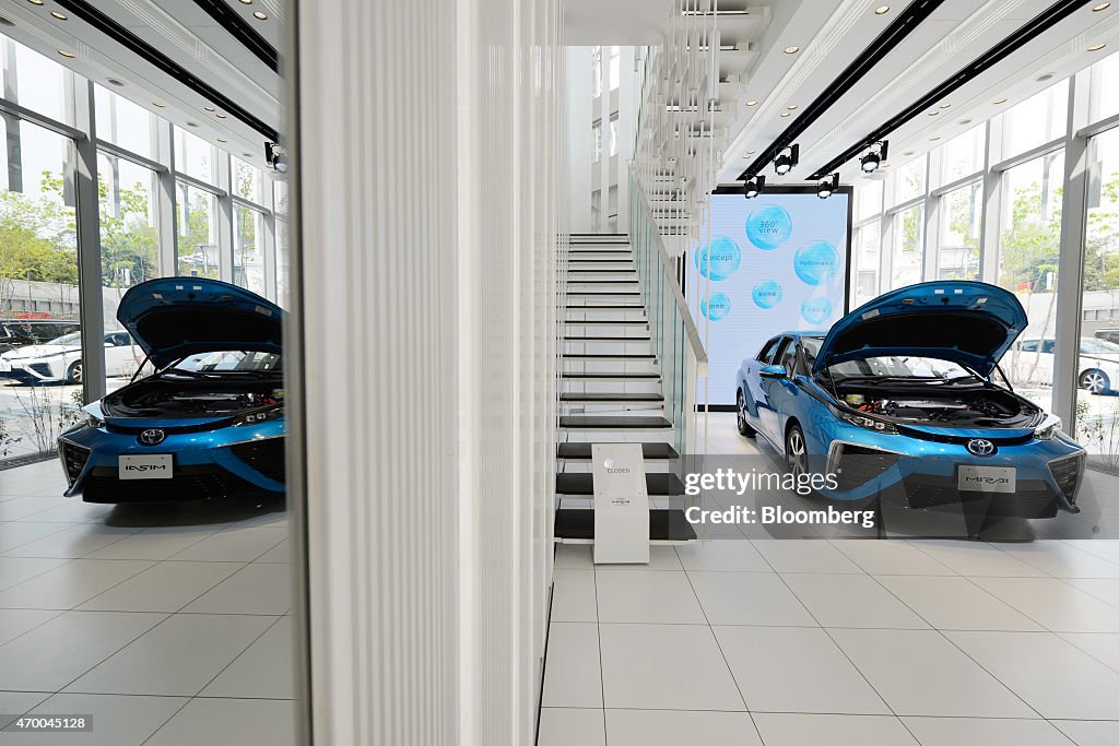 Inside Toyota Motor Corp. Mirai Fuel-cell Powered Vehicle Showroom And Iwatani Corp. Hydrogen Gas Station