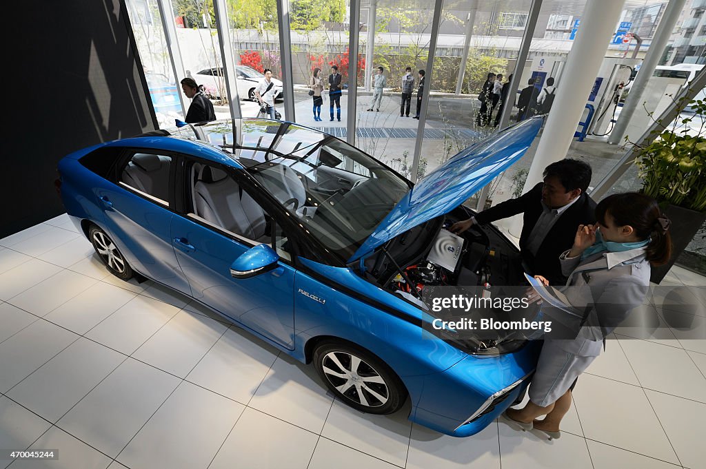 Inside Toyota Motor Corp. Mirai Fuel-cell Powered Vehicle Showroom And Iwatani Corp. Hydrogen Gas Station