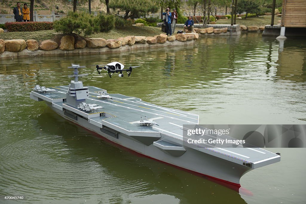 China's Largest Scale Model Aircraft Carrier Sets Sail In Zhengzhou