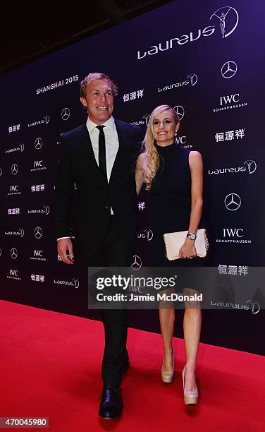 Laureus World Comeback of the Year 2015 nominee and Rugby player Schalk Burger of South Africa and guest attend the 2015 Laureus World Sports Awards...